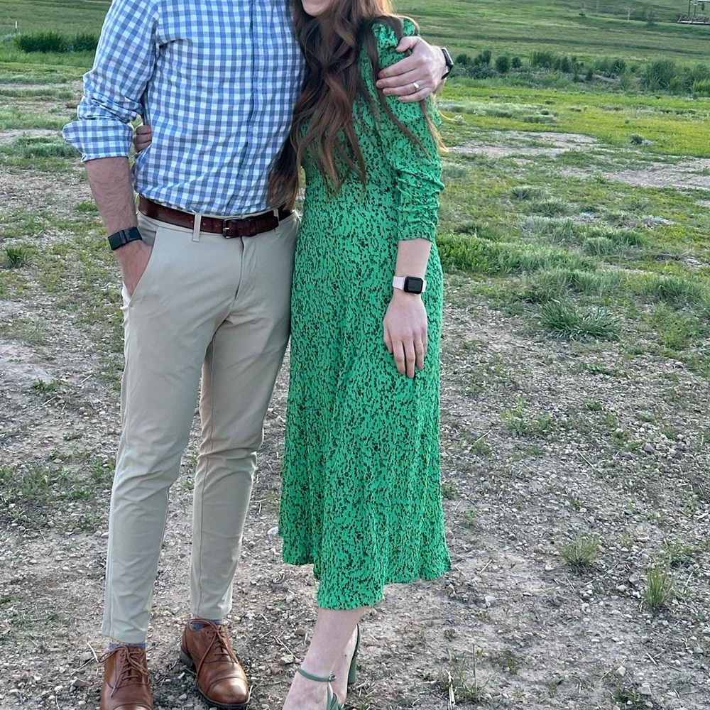 MANGO Green Dress